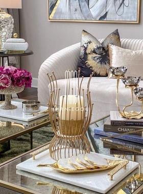 现代创意轻奢天然大理石甜品果盘杯垫家居工艺蛋糕餐盘子摆件装饰