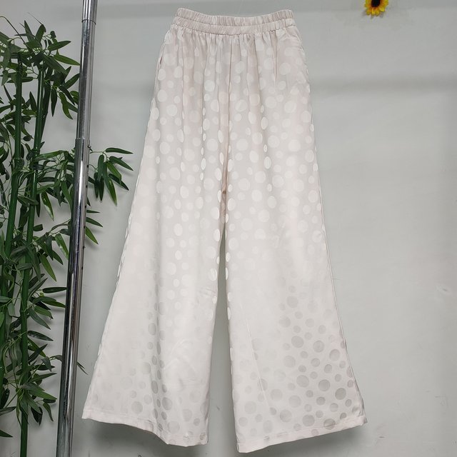 Plus size women's polka dot jacquard drape casual pants 2025