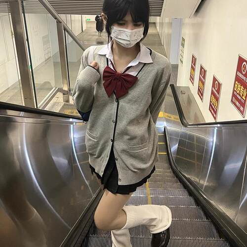 学院风原创JK制服老头衫毛衣外套女日系宽松长袖纯色针织秋冬开衫 - 图2