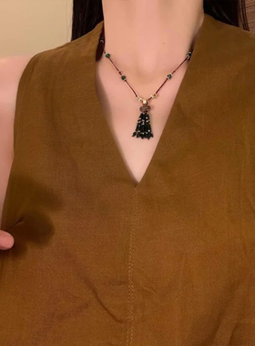 山沐手作「松风入怀」新中式串珠流苏吊坠项链女小众百搭颈链配饰