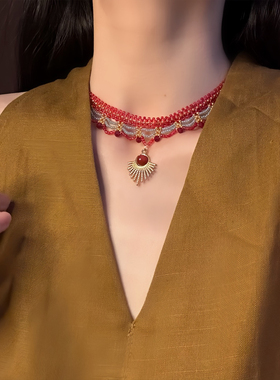 山沐手作「红楼烟雨」宫廷风复古多层串珠项链新中式高级感锁骨链