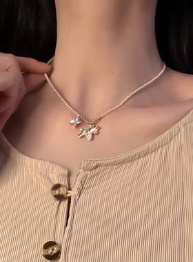 山沐手作「星伴小马」百搭星星小马吊坠颈链珍珠项链女锁骨链配饰