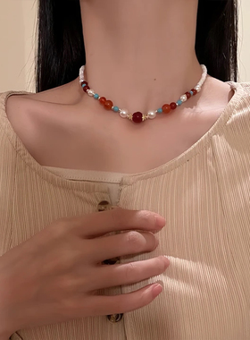 山沐手作「唐宋美学」新中式复古串珠项链女款2025新款颈链锁骨链