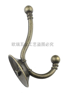 玄关墙壁衣帽钩装饰锌合金仿古挂钩单钩挂衣钩衣帽钩轻型挂钩壁钩