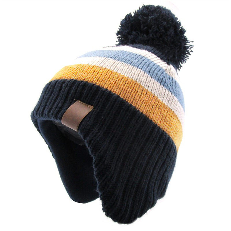 NOABAT儿童帽子秋冬季男童针织帽保暖毛线帽球球护耳帽加绒套头帽,淘宝优惠券,粉丝福利购,淘宝优惠卷