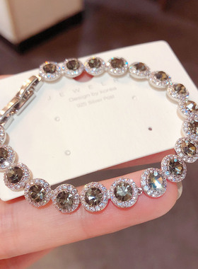复古轻奢彩色水晶锆石手链手饰女