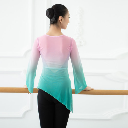 中国民族芭蕾舞蹈古典舞练功服女身韵服渐变艺考纱衣飘逸教师上衣 - 图3