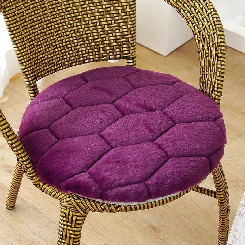 圆形椅子垫毛绒咖色坐垫加厚防滑客厅圆凳屁股垫学生宿舍凳子椅垫