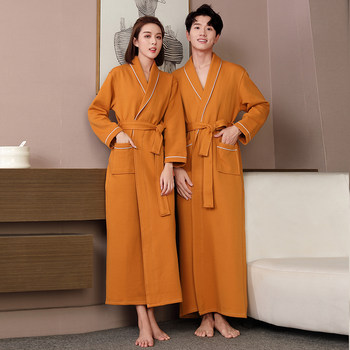 Four Seasons Extra Large Size Cotton Bathrobe Pure Cotton Air Layer Warm Couple Pajamas Absorbent Bathrobe Home Clothing