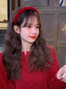 红色丝绒蝴蝶结发夹女敬酒服头饰高级感新娘后脑勺半扎发弹簧夹子