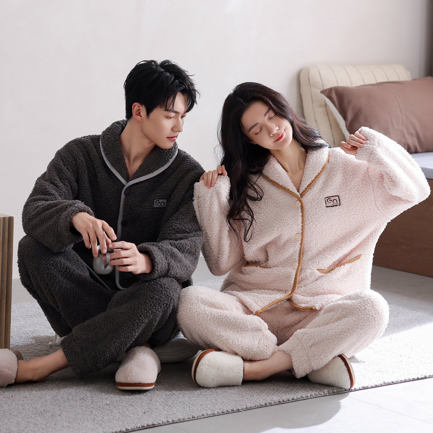 芬腾珊瑚绒情侣睡衣冬季女款加厚大码法兰绒男士秋冬款家居服套装,淘宝优惠券,粉丝福利购,淘宝优惠卷