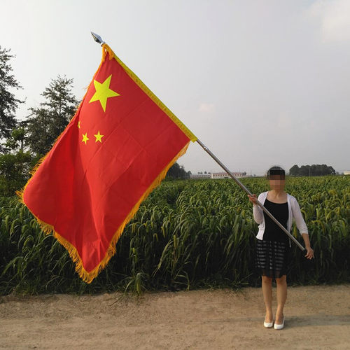 仪仗队旗杆领队手持枪头伸缩杆救援护卫队杆户外不锈钢手摇挥旗杆 - 图2