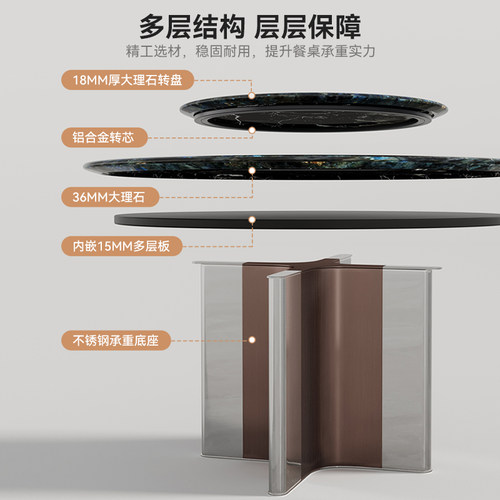 卡里冰玉天然大理石圆形餐桌意式轻奢家用圆桌高端设计师白色饭桌 - 图1