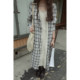 JMWOMEN Retro Art Plaid Long Sleeve Dress Women's Autumn Loose Fake Two-piece Design Long Shirt Skirt