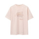 Jmwomen peach ສີບົວພິມເສື້ອທີເຊີດແຂນສັ້ນຂອງແມ່ຍິງວ່າງ