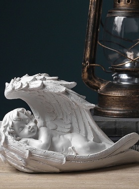 欧式创意可爱祈祷天使睡天使雕塑树脂工艺品家居客厅桌面装饰