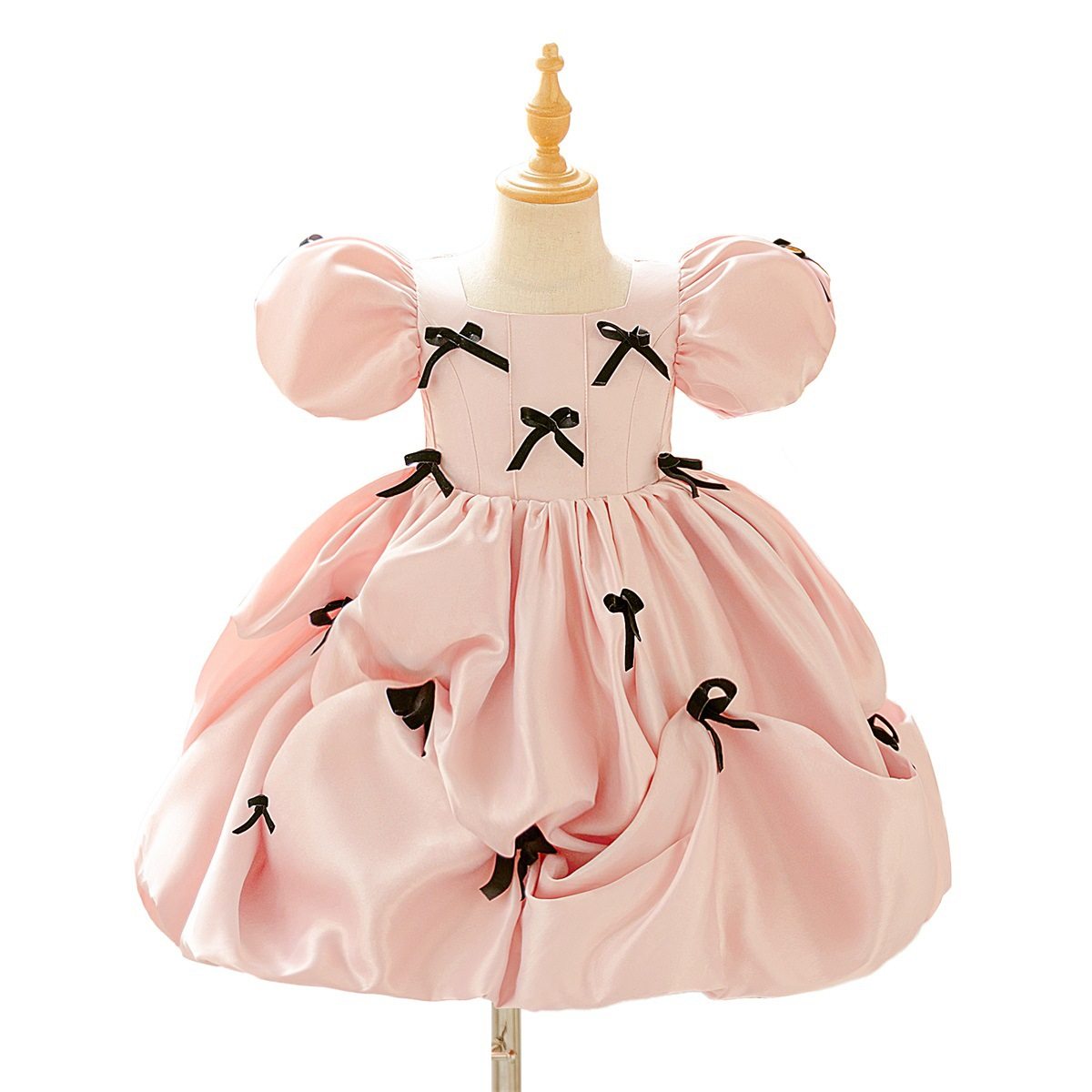 儿童生日礼服粉色公主裙女童泡泡袖花苞裙甜美女孩主持人演出服,淘宝优惠券,粉丝福利购,淘宝优惠卷