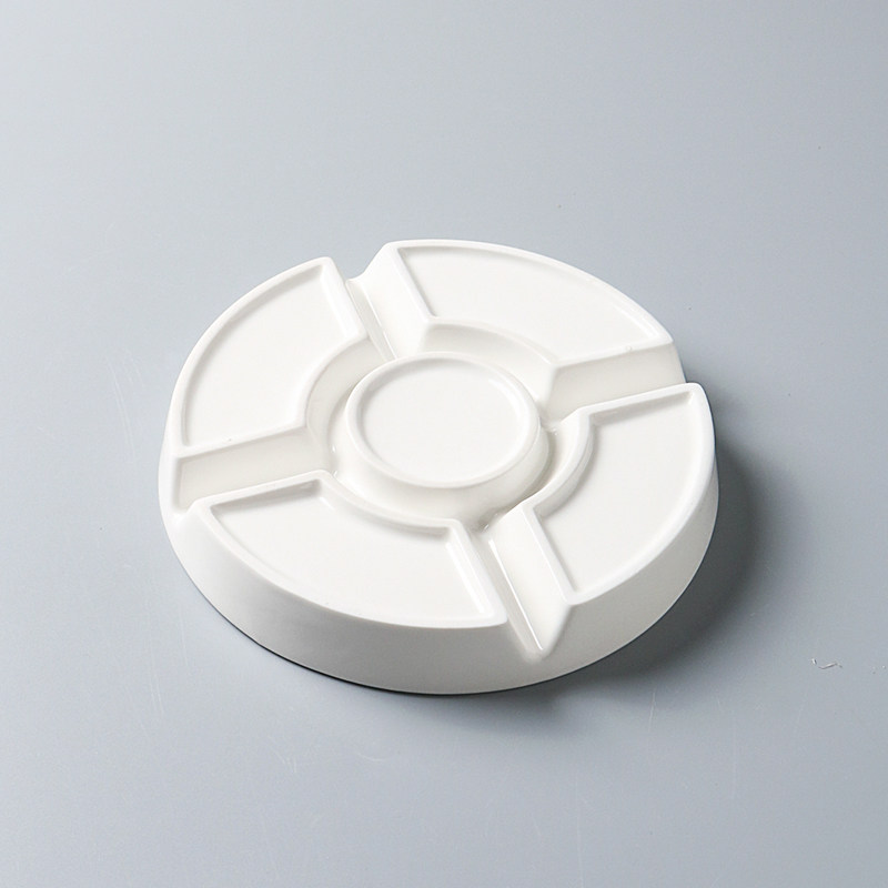 陶瓷直身餐厅酒店碟子圆形碟烤鸭配料碟子分格五格碟子小菜小吃碟,淘宝优惠券,粉丝福利购,淘宝优惠卷