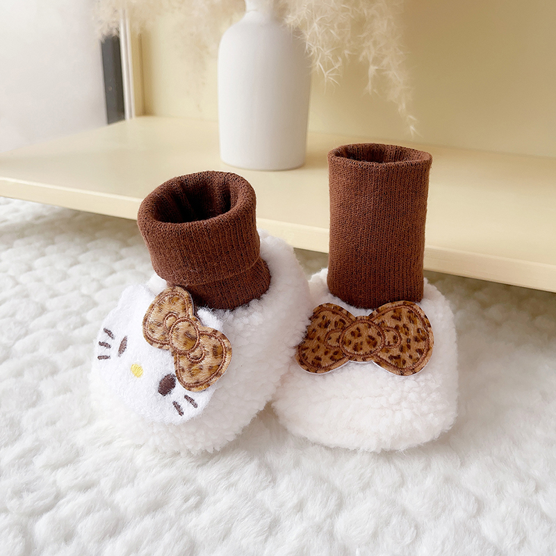 新生婴儿鞋子冬保暖加绒加厚男女宝宝棉鞋子小月龄鞋袜一体脚套 - 图2