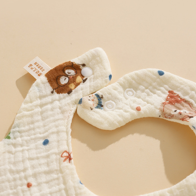 Pure cotton saliva napkin baby six-layer gauze bib newborn anti-vomiting bib baby four-season petal bib