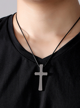 信仰之光黑色十字架项链刻字