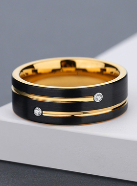 戒指男款食指刻字定制大码男戒高级感宽面潮牌戒子单身戒钨金指环