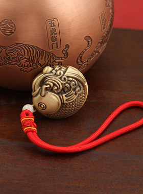 黄铜文玩弥勒佛手把件貔貅吊牌随身盘玩物件鱼跃龙门吊牌铜器