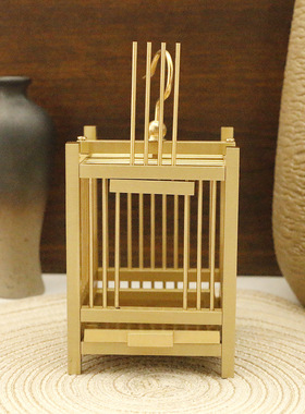 黄铜鸟笼中雀家居客厅阳台办公室装饰蛐蛐蝈蝈笼子摆件金属