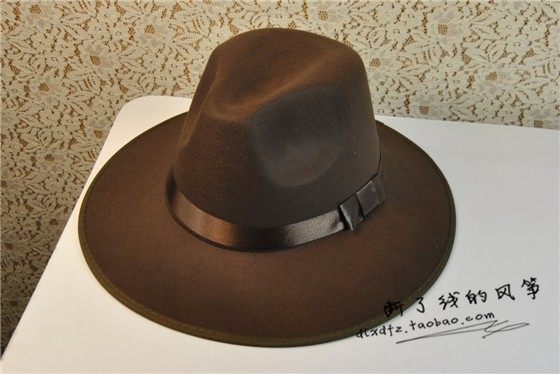 上海滩许文强复古黑色大檐英伦爵士帽礼帽男女士舞台成人表演帽子,淘宝优惠券,粉丝福利购,淘宝优惠卷