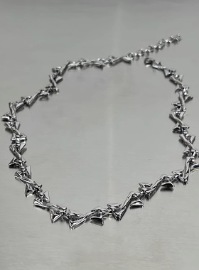 不规则扭曲嘻哈麻花项链欧美金属小众设计高街潮流男女锁骨链