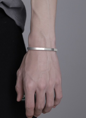 925镀银手镯男光面镯子男士银手链男款男生简单大方手饰品送男友