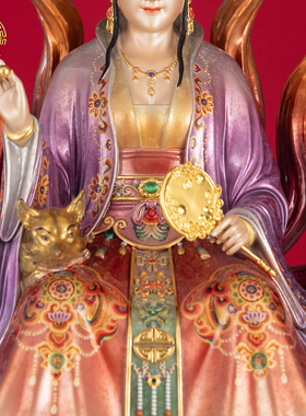 九尾娘娘神像铜彩绘真身摆件