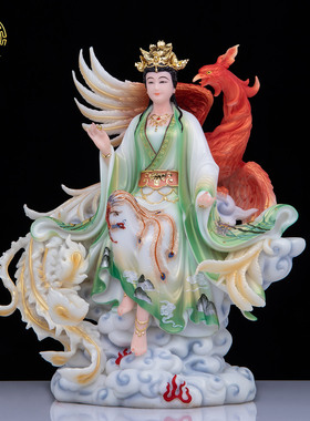 九天玄女摆件家居供奉汉白玉摆件