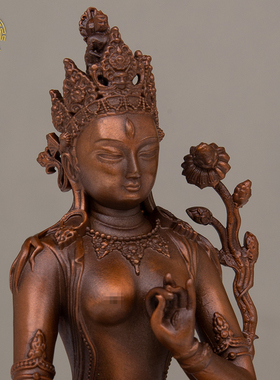 白度母绿度母铜神像摆件