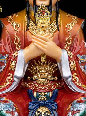 城隍爷神像铜彩供奉摆件
