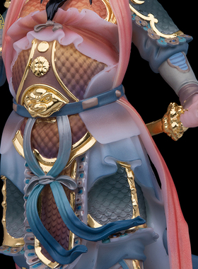 托塔李天王像汉白玉实心彩绘