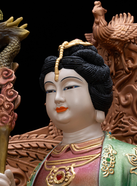 玉帝王母娘娘铜彩绘供奉神像