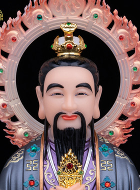 四大天师汉白玉彩绘神像摆件