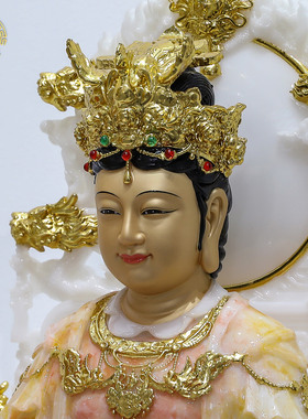 玉帝王母神像汉白玉叠染供奉摆件