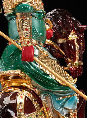 关二爷骑马耍大刀铜鎏金工艺