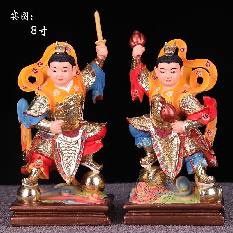 金吒木吒 哪吒/咤三太子8/16寸 中坛元帅神像k金树脂佛像摆件_虎窝淘