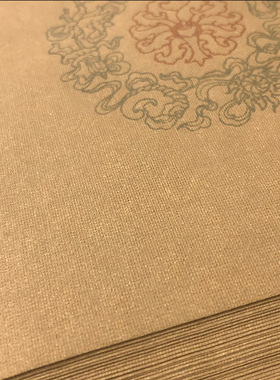 蜡染绢纹双色小对联半熟毛笔书法