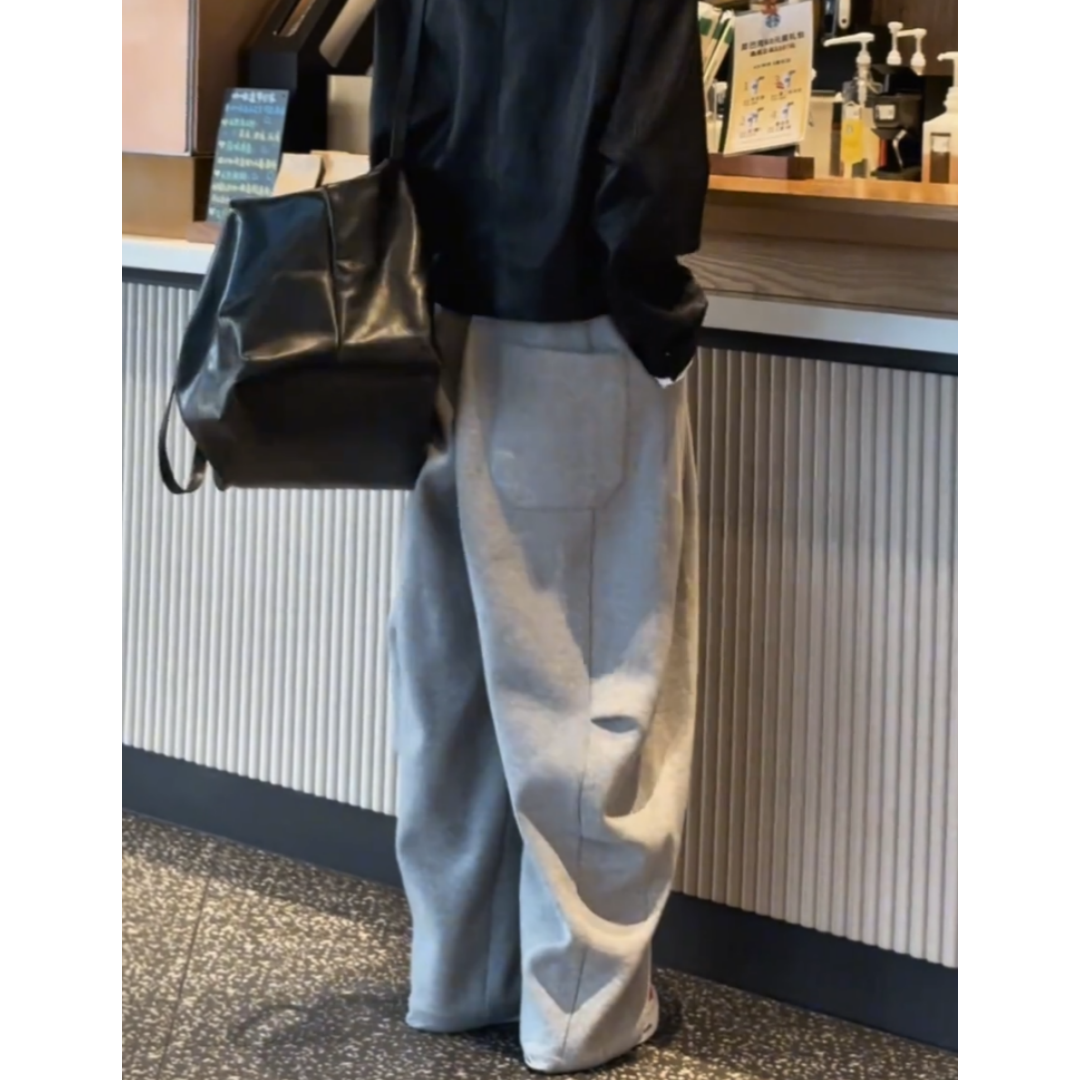 景倩妮灰色简约百搭宽松休闲裤2025年秋季新款梨形高腰显瘦阔腿裤,淘宝优惠券,粉丝福利购,淘宝优惠卷