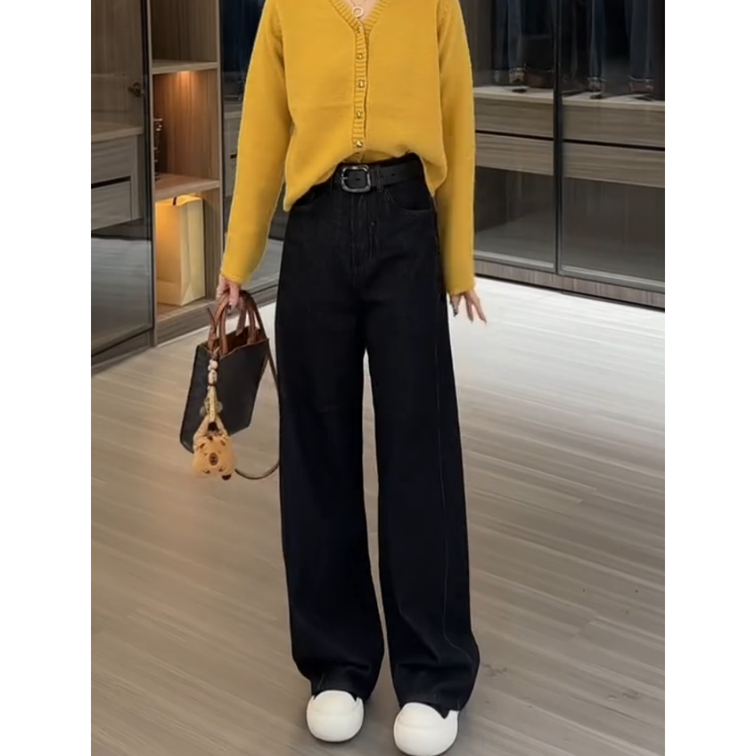 复古色窄版美式阔腿牛仔裤女2024年秋季新款大码高腰显瘦阔腿裤子,淘宝优惠券,粉丝福利购,淘宝优惠卷