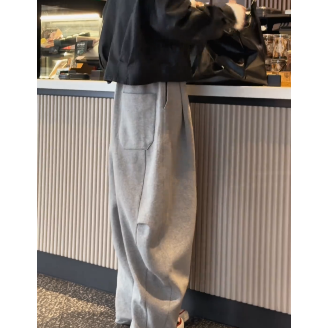 景倩妮灰色简约百搭宽松休闲裤2025年秋季新款梨形高腰显瘦阔腿裤,淘宝优惠券,粉丝福利购,淘宝优惠卷