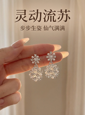 S925雪花耳钉女轻奢高级感新款