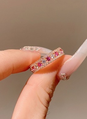 红刚玉鸽血红宝石戒指复古轻奢