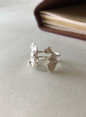 银杏开口指环小众设计戒指