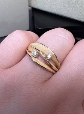 S925纯银中古风波浪钻戒