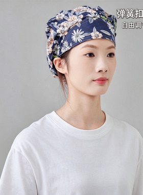 女款纯棉透气防尘防落发护士帽